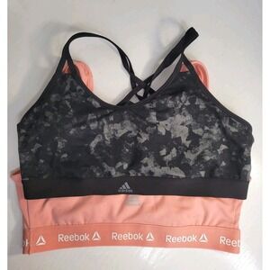 Adidas & Reebok Sports Top. Women Size Large. Lot Of 2 Coral Black